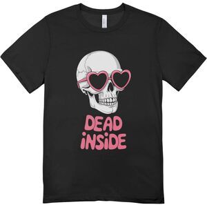 Dead Inside Skeleton Tee | Funny Halloween Shirt | Hanes Softstyle Unisex| Large